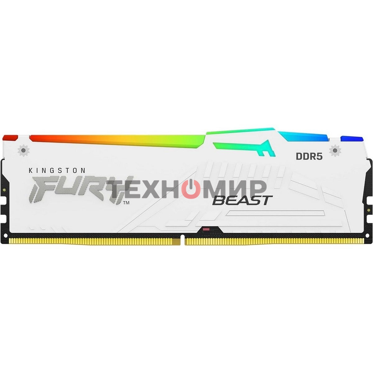 Оперативная память Kingston Fury Beast, DDR5, 32Gb (2x16Gb), 6000MHz, CL36, DIMM, с радиаторами, RGB, белый