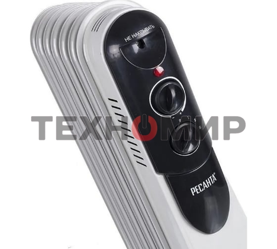 Обогреватель масляный Ресанта ОМПТ- 5Н (5 секций), белый, 1000 Вт, 10 м2, термостат 67/3/2