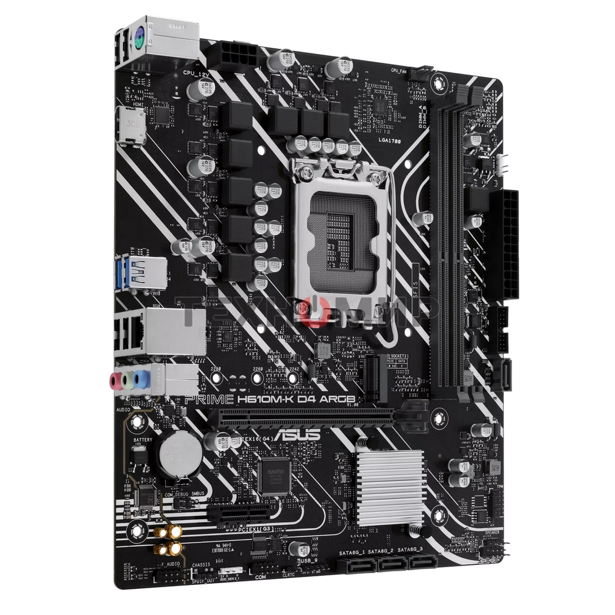 Материнская плата ASUS PRIME H610M-K D4 ARGb, LGA 1700, Intel H610, 2xDDR4, 4xSATA, 1xM.2, 1xPCIe 4.0 x16, 1xHDMI, 1x1Gb LAN, 2xUSB 5Gbps, 4xUSB 2.0, 7.1, mATX