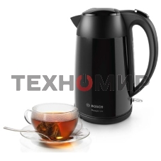 Чайник электрический Bosch TWK3P423 1.7 л, 2400 Вт, черный (корпус: нержавеющая сталь)