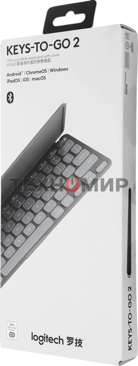 Клавиатура Logitech Keys to Go 2 беспроводная, Bluetooth, серый