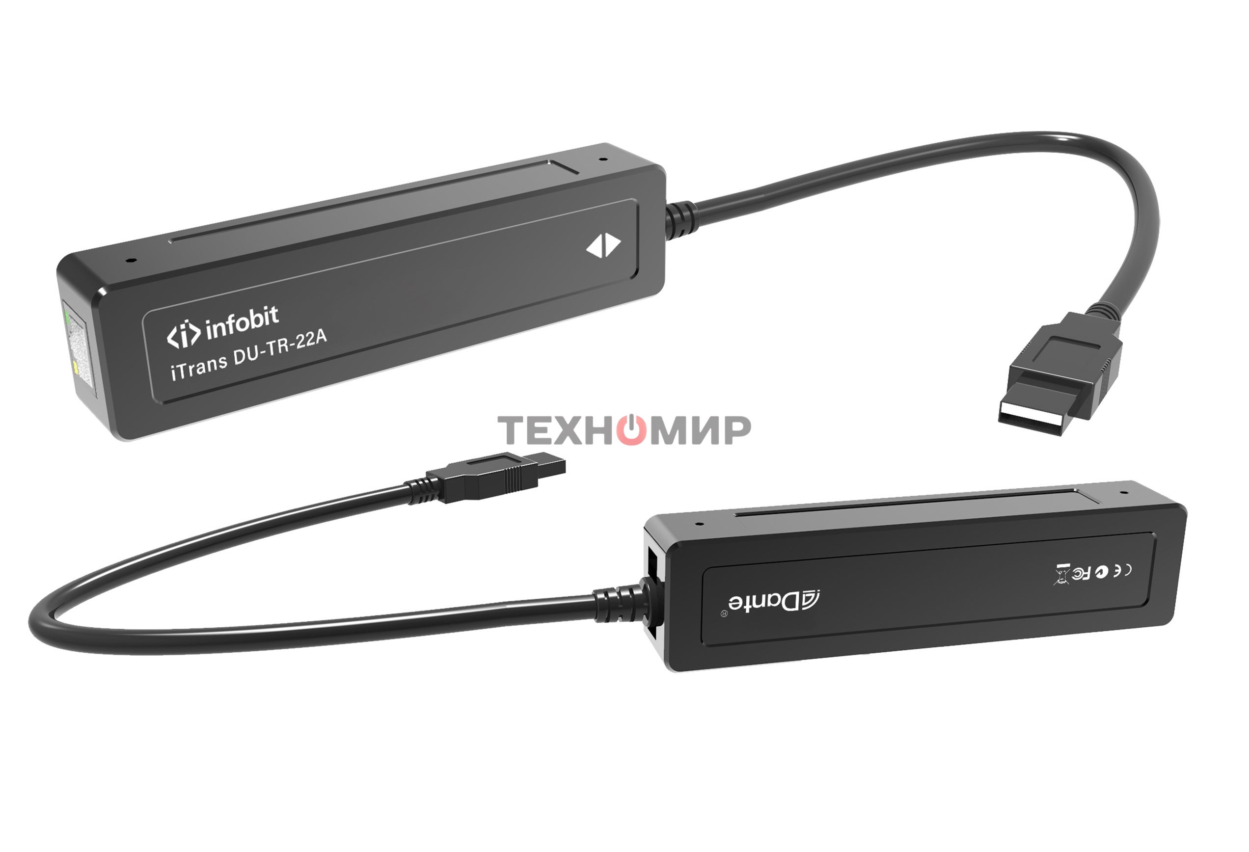 Конвертер Infobit [iTrans DU-TR-22A] (приемник/передатчик) Dante - USB Аудио 2 -канальный, порт USB A.1xRJ45(Dante). Питание PoE.