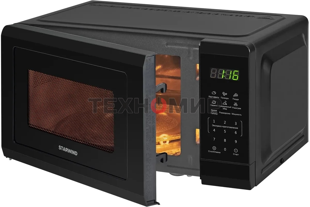 Микроволновая печь Starwind SMW4320 черный, 20 л, 700 Вт, переключатели - сенсор