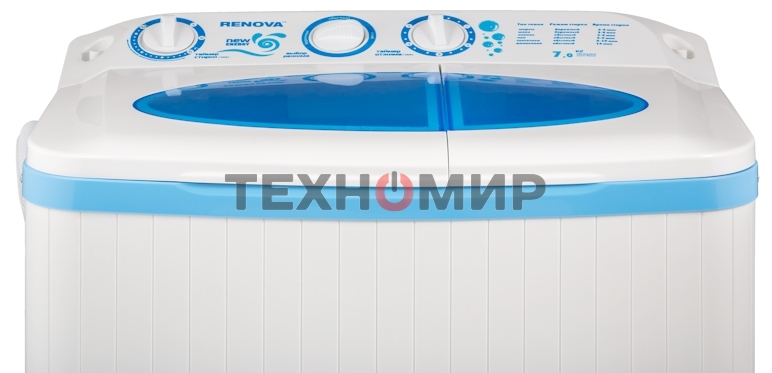 Стиральная машина Renova WS-70P/РЕТ белый/голубой, загрузка вертикальная 5.5 кг, 1350 об/мин, класс: D