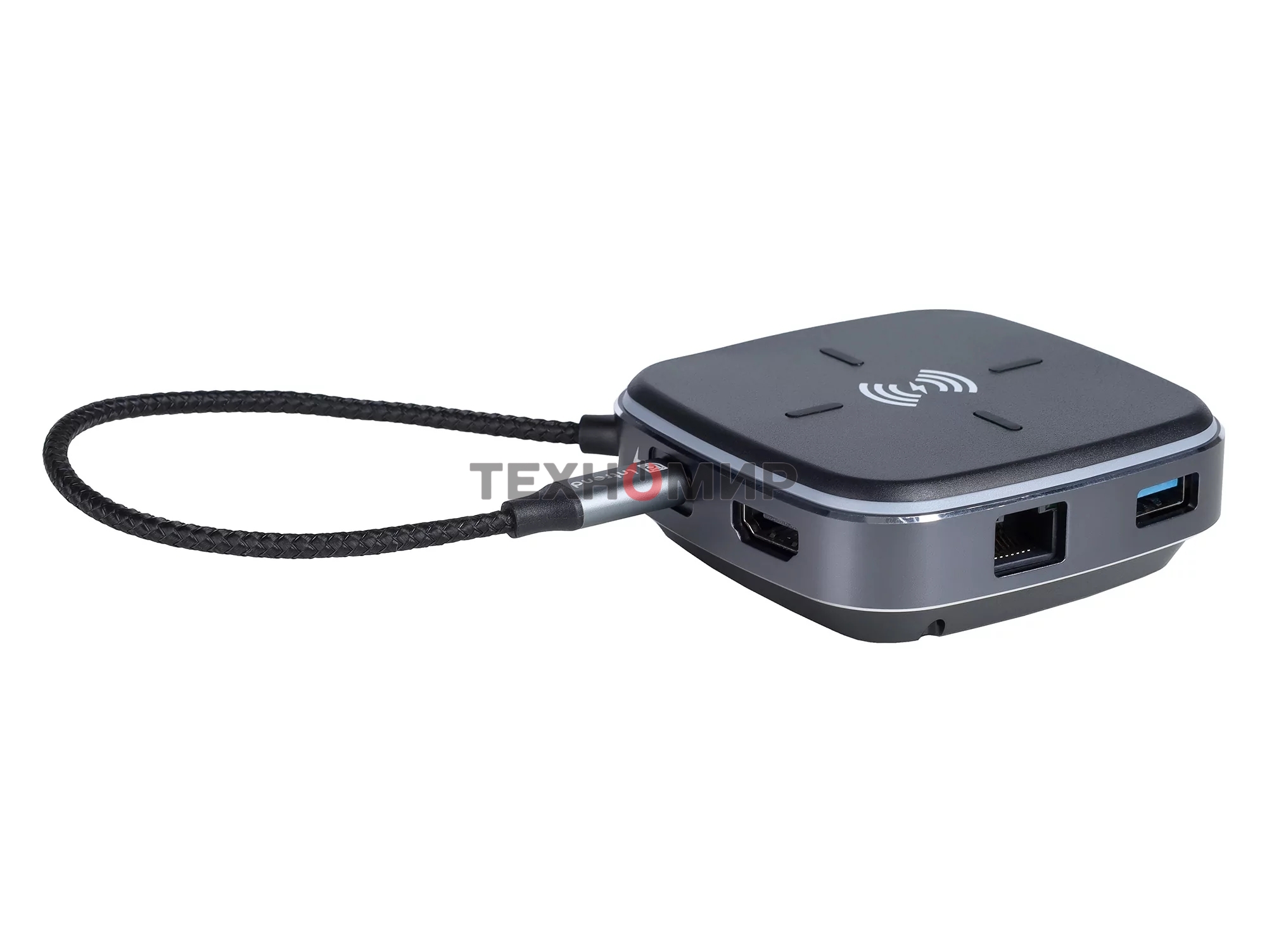 Многофункциональная док-станция Intrend ITACS-9W Type-C с беспроводной зарядкой 3 встроенных высокоскоростных USB 3.0, встроенный высокоскоростной TF и SD карт ридер, разъем RJ-45 для подключения к локальной сети HDMI 4K/30Hz, 60W Power Delivery порт,