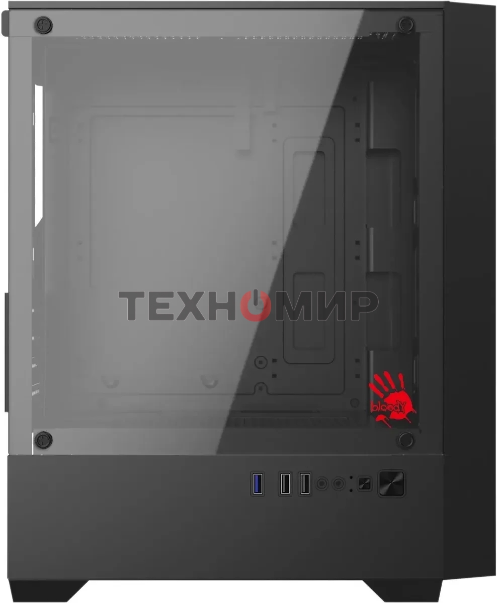 Компьютерный корпус Bloody CC-123 черный без БП mATX 8x120мм 2xUSB2.0 1xUSB3.0 audio bott PSU