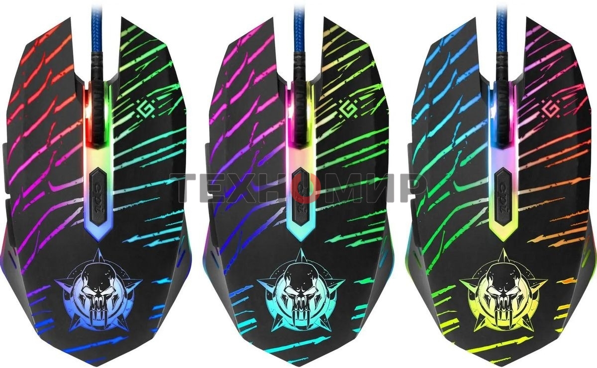 Мышь проводная Defender Dark Agent GM-590L черный, 12800 dpi, USB, кнопки - 6