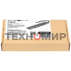 USB-концентратор Qumo Dock 7 (HB-0008), Type-C, PD, HDMI, 4k 30Hz, 1080p 60 Hz, GE1000 MBS, 4 USB 3.0, 20 см, SD, Micro SD, металлический корпус, темно-серый