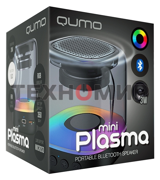 Акустическая система QUMO Plasma mini ВТ 0081 3 ВТ объемное звучание RGb
