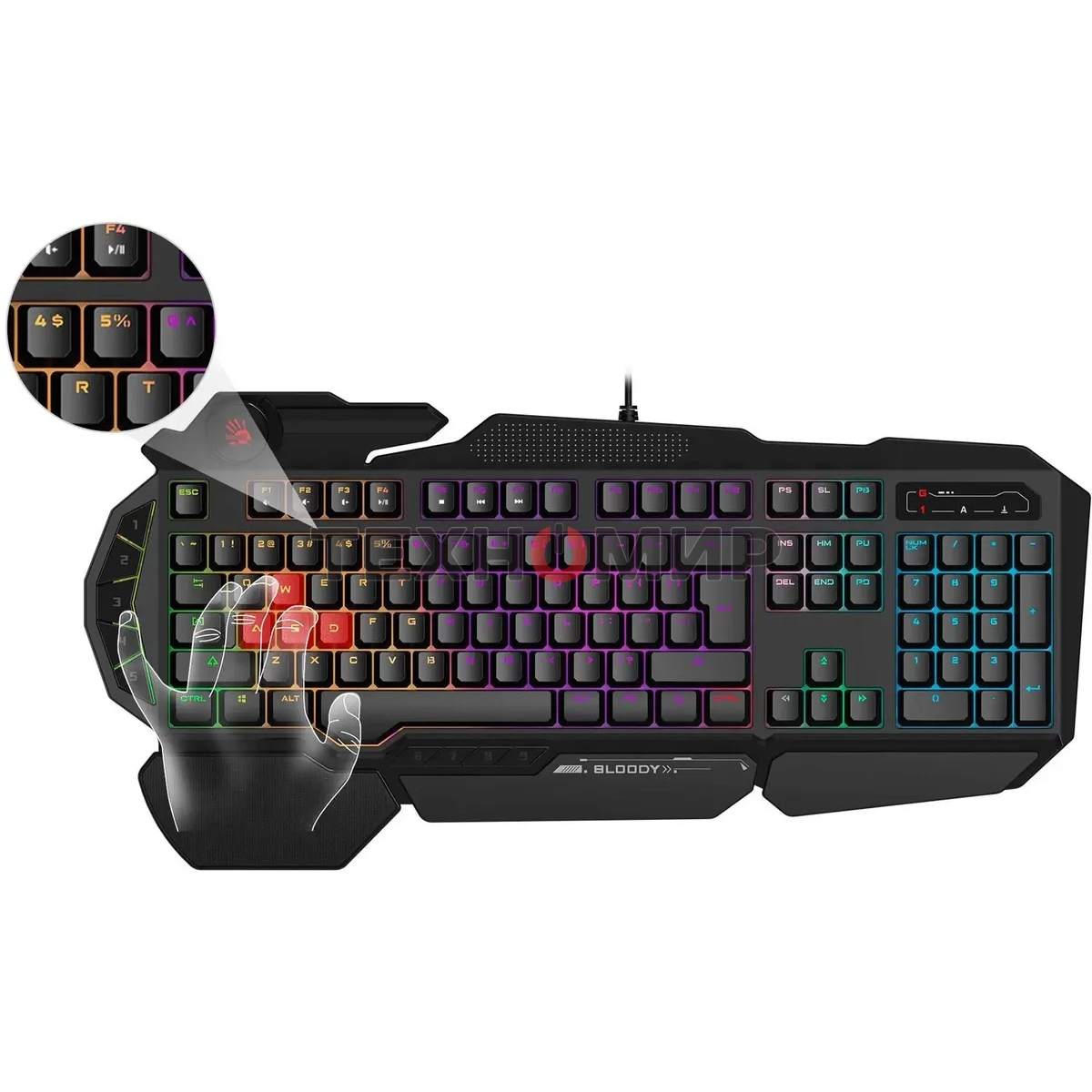 Клавиатура проводная A4Tech Bloody B310N черный USB Multimedia for gamer LED (подставка для запястий) (B310N)