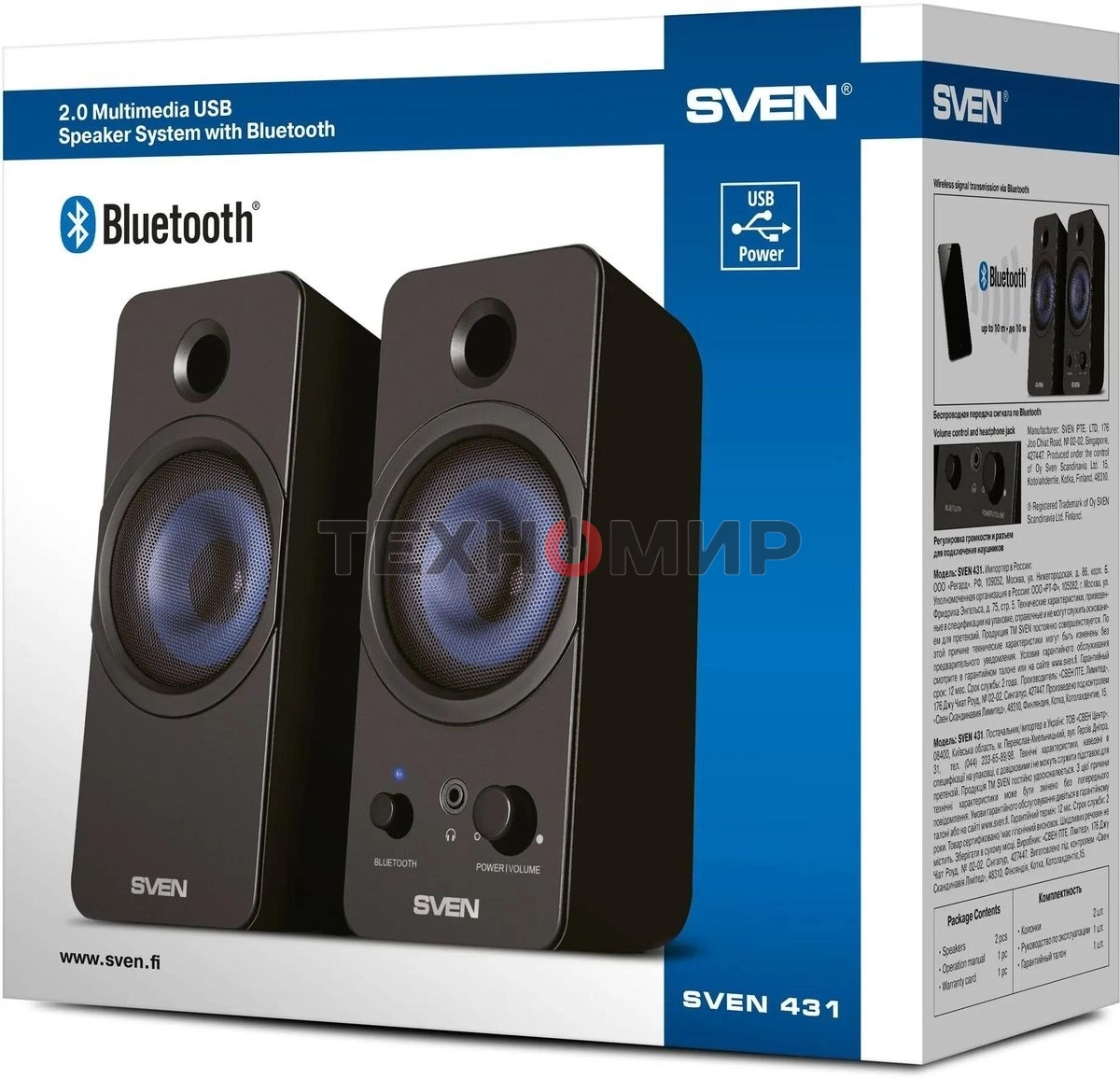 Акустическая система SVEN АС 431, черный (6 Вт, питание USB, Bluetooth)