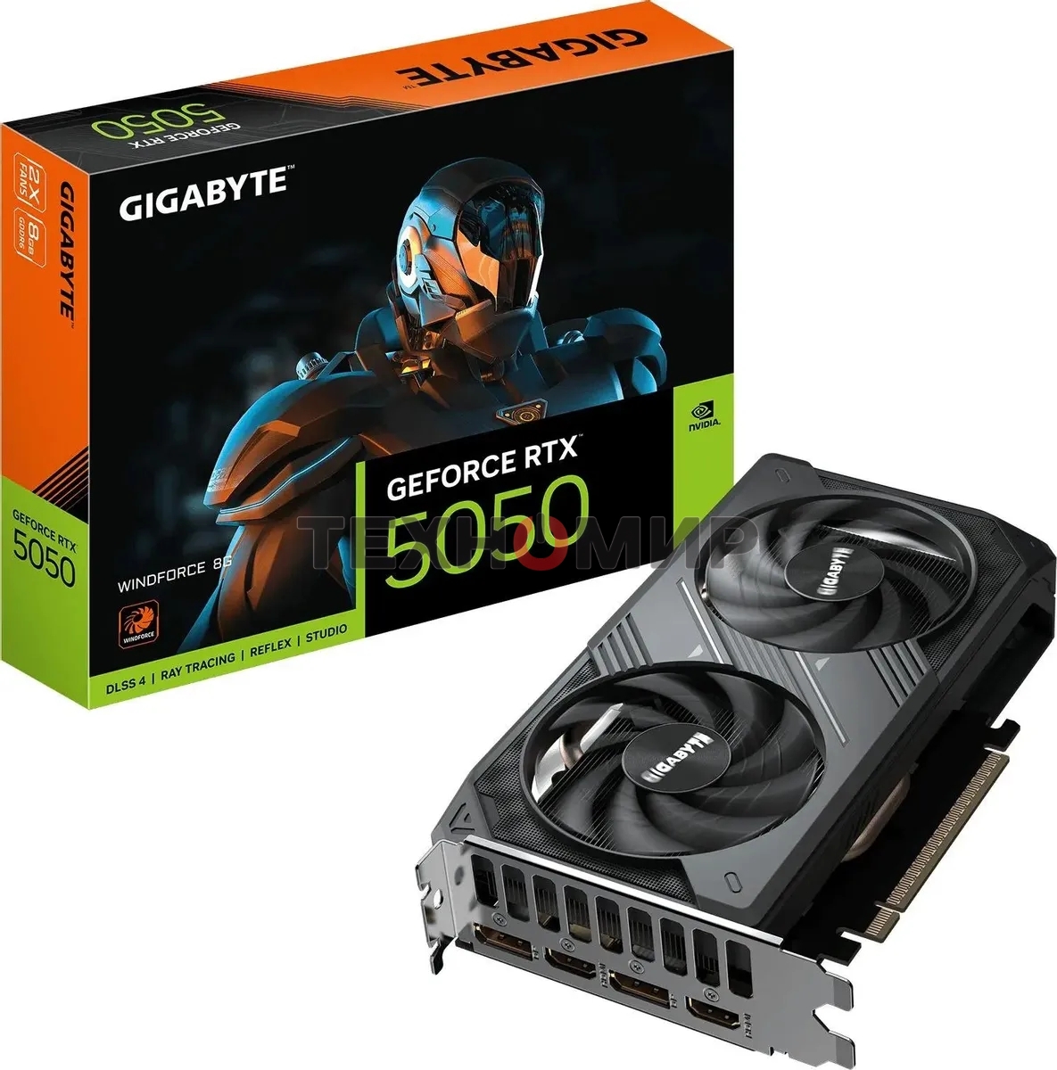 Видеокарта Gigabyte GeForce RTX 5050, NVIDIA RTX 5050, 8 ГБ GDDR6, 128 бит, PCI-e 5.0, 2xHDMI, 2xDP, 2572 МГц