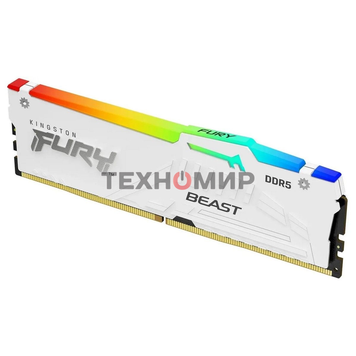 Оперативная память Kingston Fury Beast RGb, DDR5, 32Gb (1x32 Gb), 6000 MHz, CL30, радиатор, RGb, белый