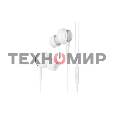 Наушники-гарнитура OLMIO Fly 3.5мм, белые, с микрофоном и кнопкой ответа