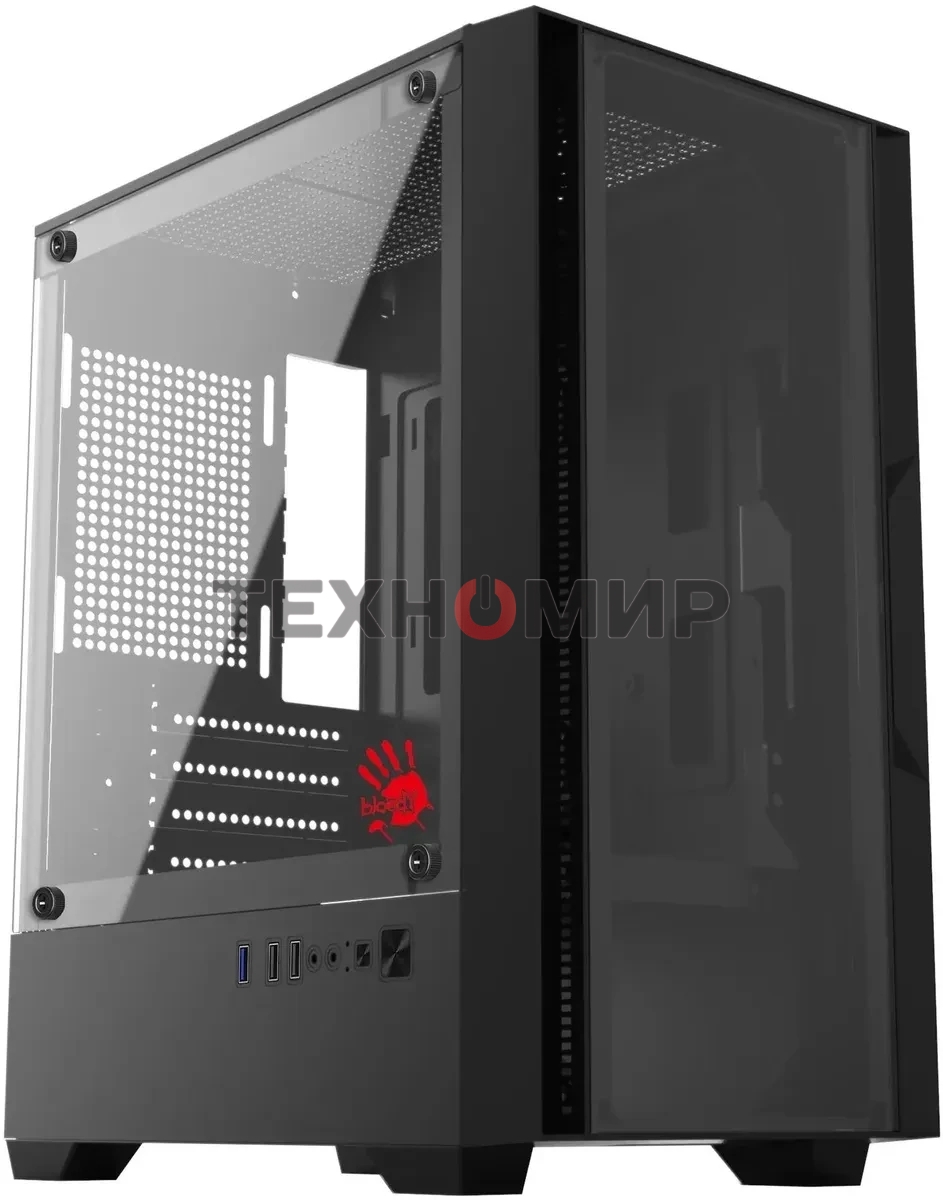 Компьютерный корпус Bloody CC-123 черный без БП mATX 8x120мм 2xUSB2.0 1xUSB3.0 audio bott PSU