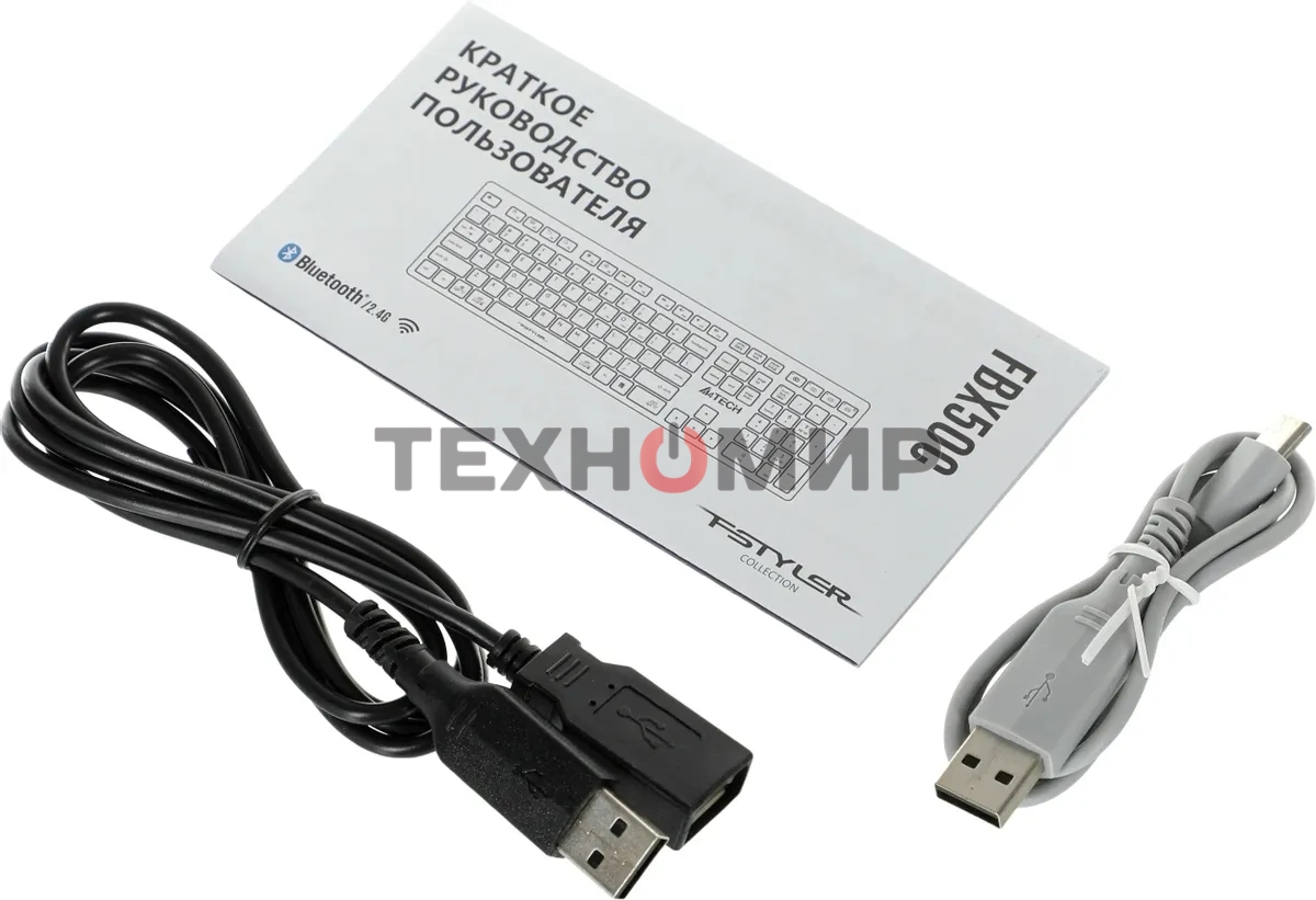 Клавиатура беспроводная A4Tech Fstyler FBX50C, USB, Bluetooth/Радиоканал, белый