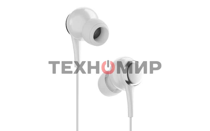 Наушники-гарнитура OLMIO Fly 3.5мм, белые, с микрофоном и кнопкой ответа