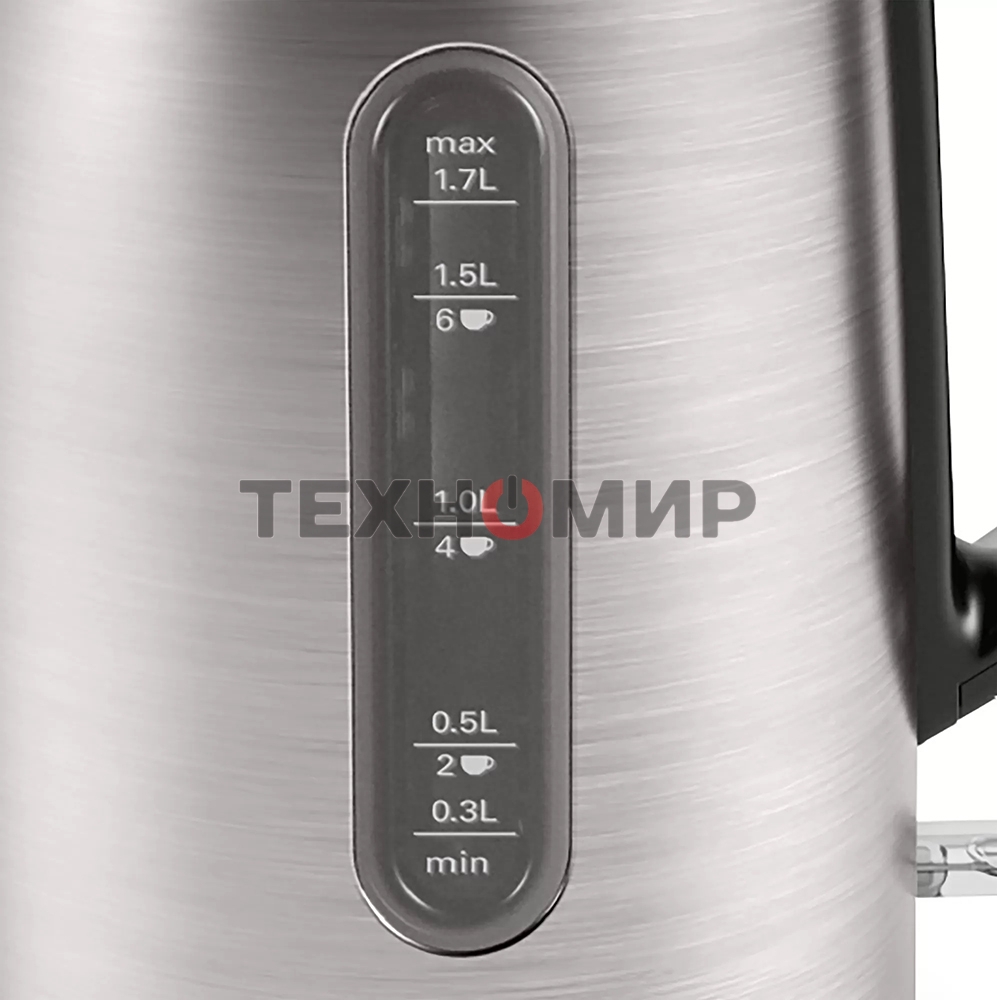 Чайник электрический Bosch TWK4P440 1.7 л, 2400 Вт, нержавеющая сталь/черный (корпус: нержавеющая сталь)