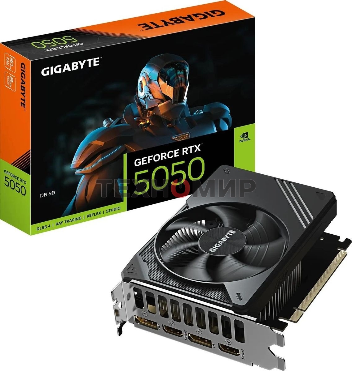 Видеокарта Gigabyte GeForce RTX 5050, NVIDIA RTX 5050, 8 ГБ GDDR6, 128 бит, PCI-e 5.0, 2xHDMI, 2xDP, 2572 МГц