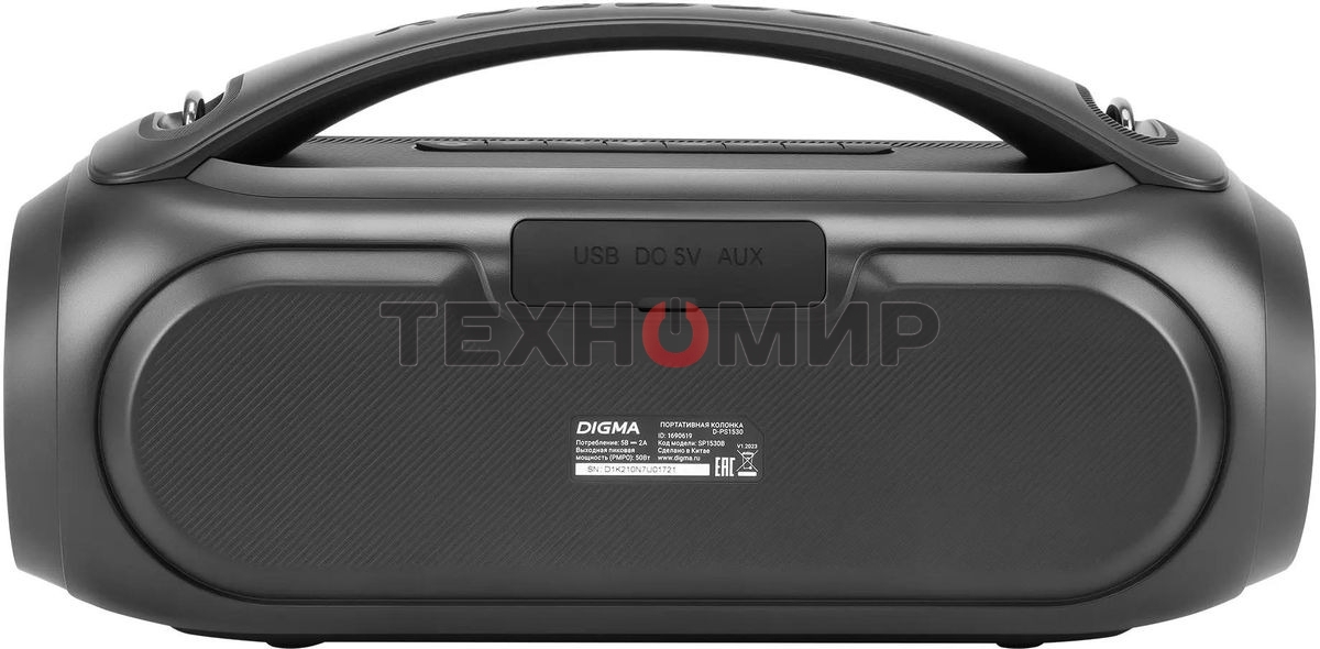Колонка портатитвная Digma D-PS1530 черный/черный 50W 2.1 BT 10м 3000mAh (SP1530B)