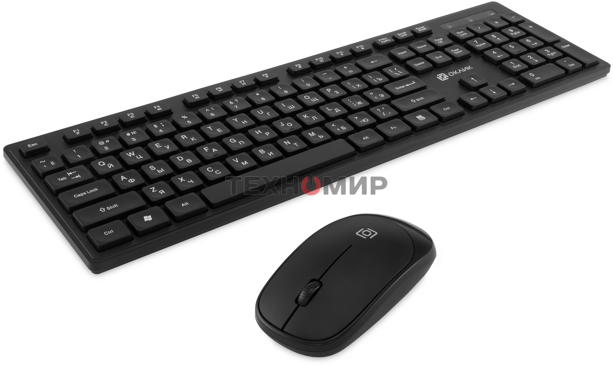 Комплект клавиатура+мышь Oklick S255W беспроводной, USB, 1200 DPI, чёрный