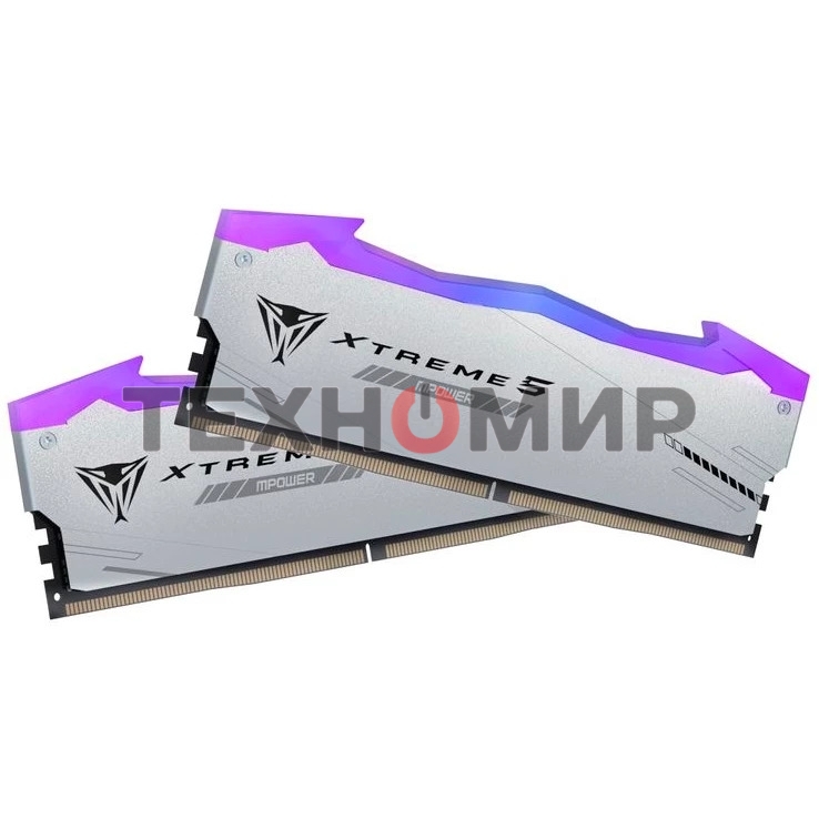 Оперативная память Patriot Viper Xtreme 5, DDR5, 48GB (2x24GB), 8000MHz, CL38, DIMM, с радиаторами, RGB, серебристый