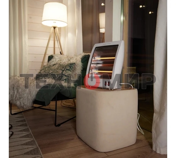 Обогреватель инфракрасный Rexant белый, кварцевый, 800 Вт, 14 м2, настольный