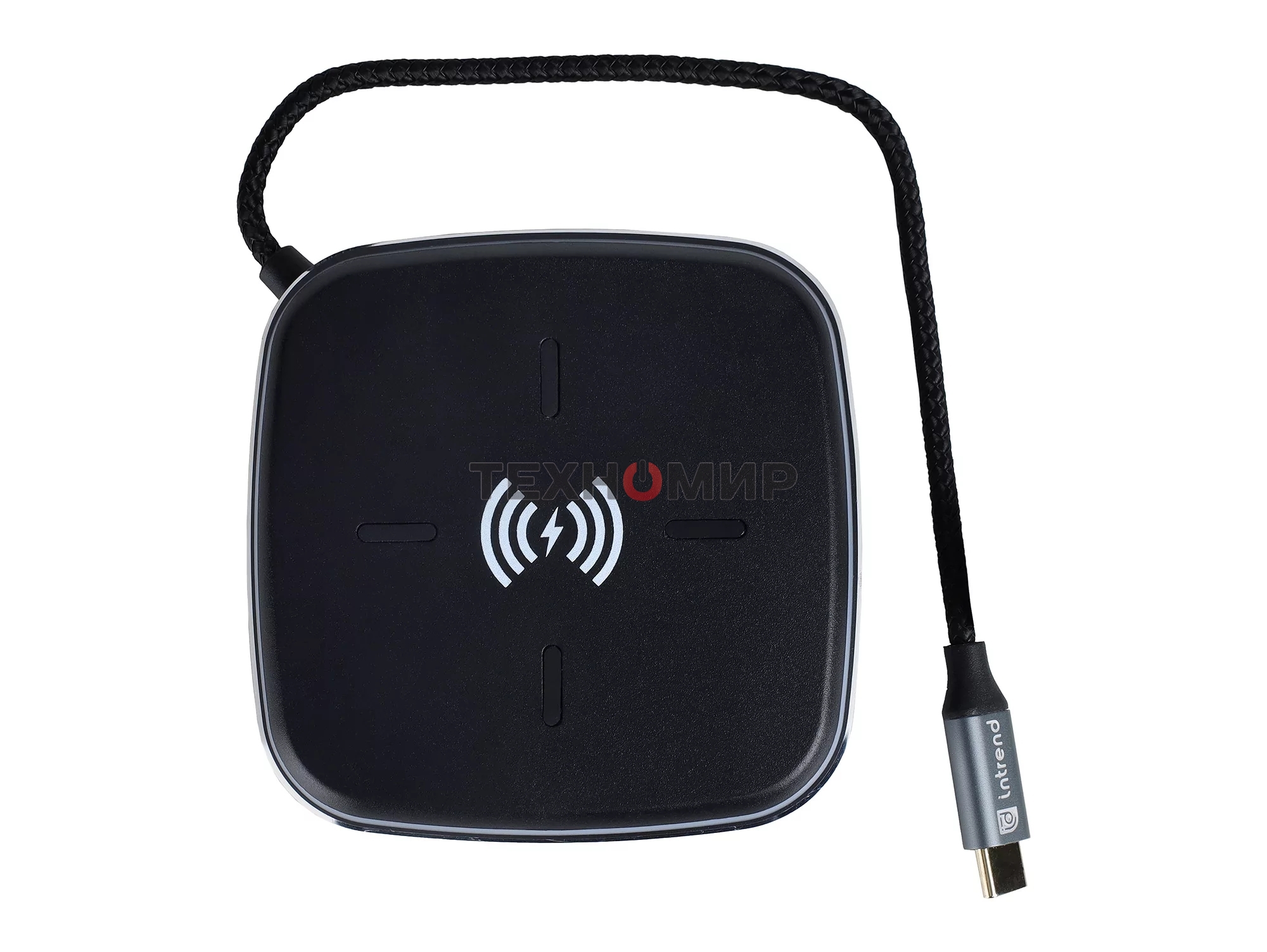 Многофункциональная док-станция Intrend ITACS-9W Type-C с беспроводной зарядкой 3 встроенных высокоскоростных USB 3.0, встроенный высокоскоростной TF и SD карт ридер, разъем RJ-45 для подключения к локальной сети HDMI 4K/30Hz, 60W Power Delivery порт,