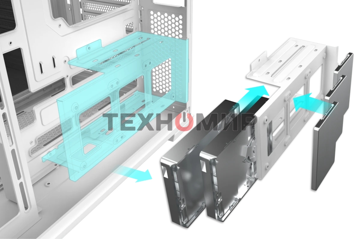 Корпус без блока питания Raijintek ATREUS BT7, Midi-Tower, TG, 7x120мм ARGB, 2xUSB-A 3.0 + 1xUSB Type-C , E-ATX, ATX, mATX, mITX White