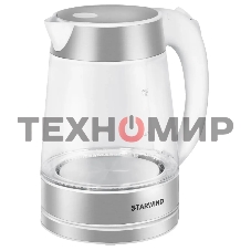 Чайник электрический Starwind SKG2011 1.7 л, 2200 Вт, белый/серебристый (корпус: стекло)