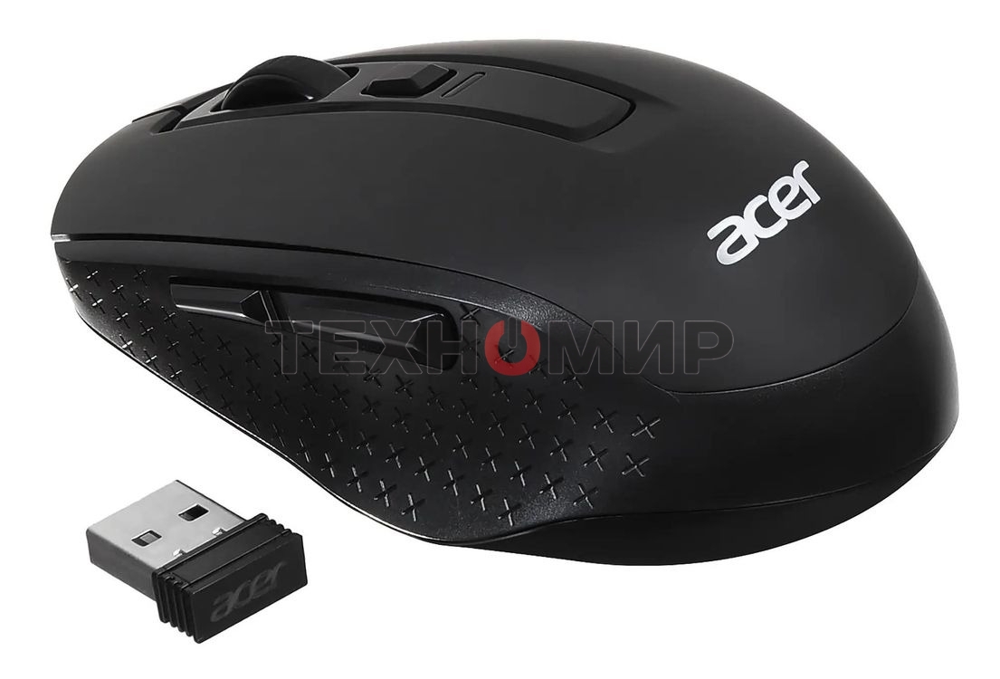 Мышь беспроводная Acer OMR070 черный, 1600 dpi, радиоканал, Bluetooth, USB, кнопки - 6