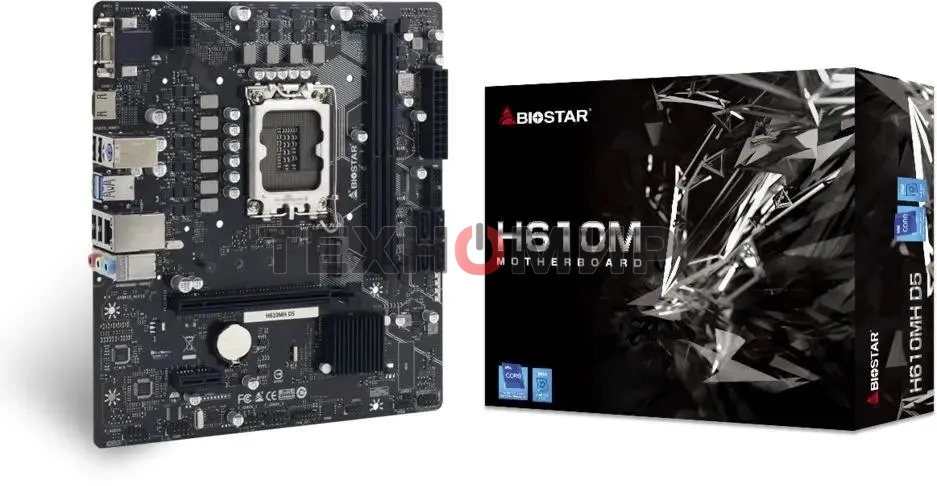 Материнская плата Biostar H610MH D5, LGA 1700, Intel H610, 2xDDR5, 4xSATA, 1xM.2 PCIe 3.0 x4, 1xPCIe 4.0 x16, 1xPCIe x1, 1xHDMI, 1xVGA, 1x 1Gb LAN, 4xUSB-A 2.0, 2xUSB 3.2 Gen 1, 3x3.5 мм, mATX