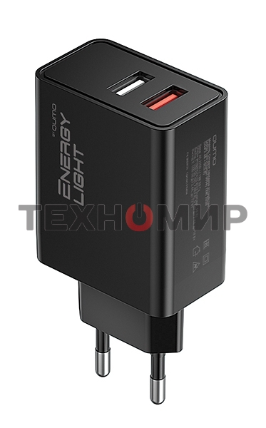 Сетевое зарядное устройство Qumo Energy light (Charger 0054) 18W, 2USB (USB 2.4A + QC3.0)