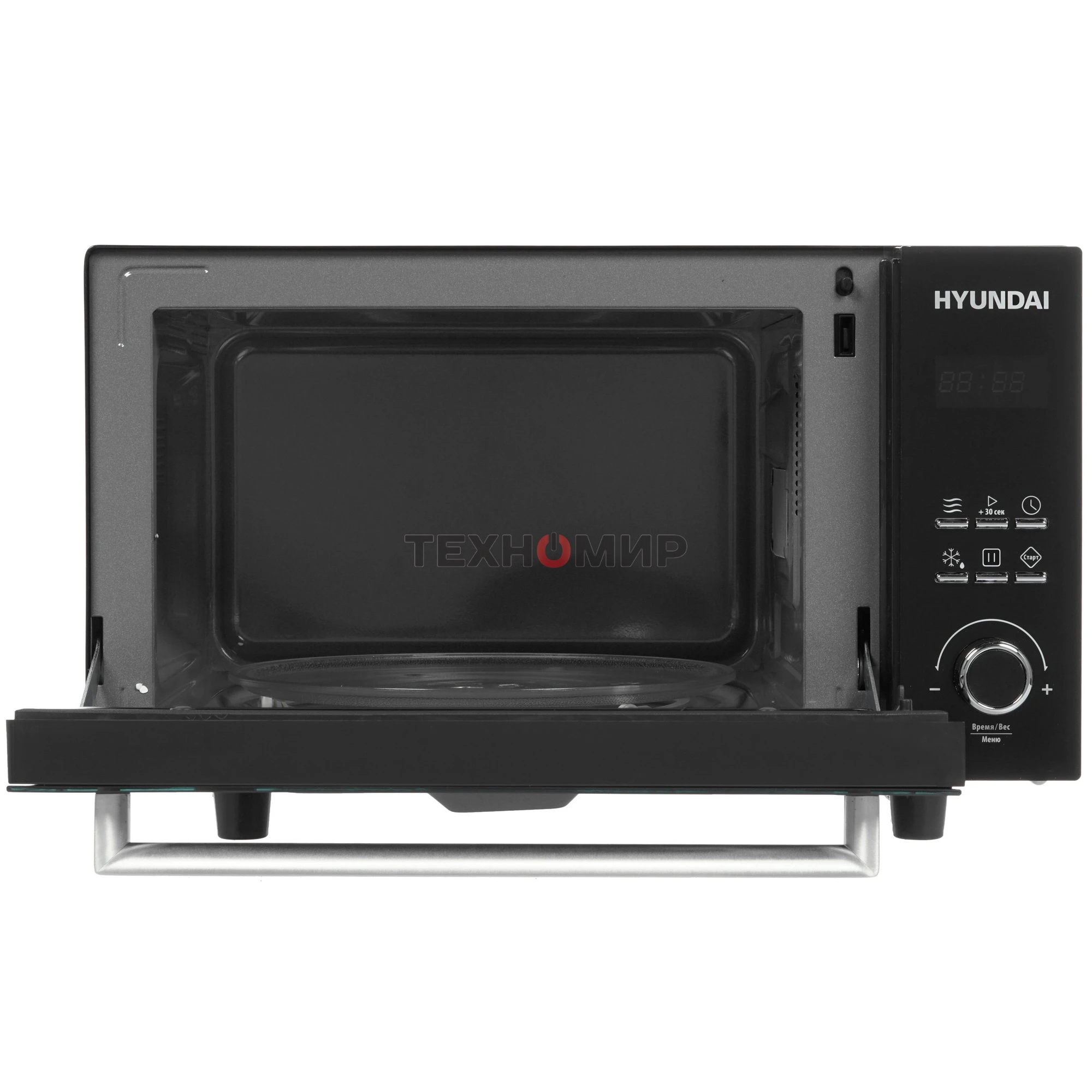 Микроволновая печь Hyundai HYM-D2073 черный, 23 л, 800 Вт, переключатели - кнопки, поворотный механизм