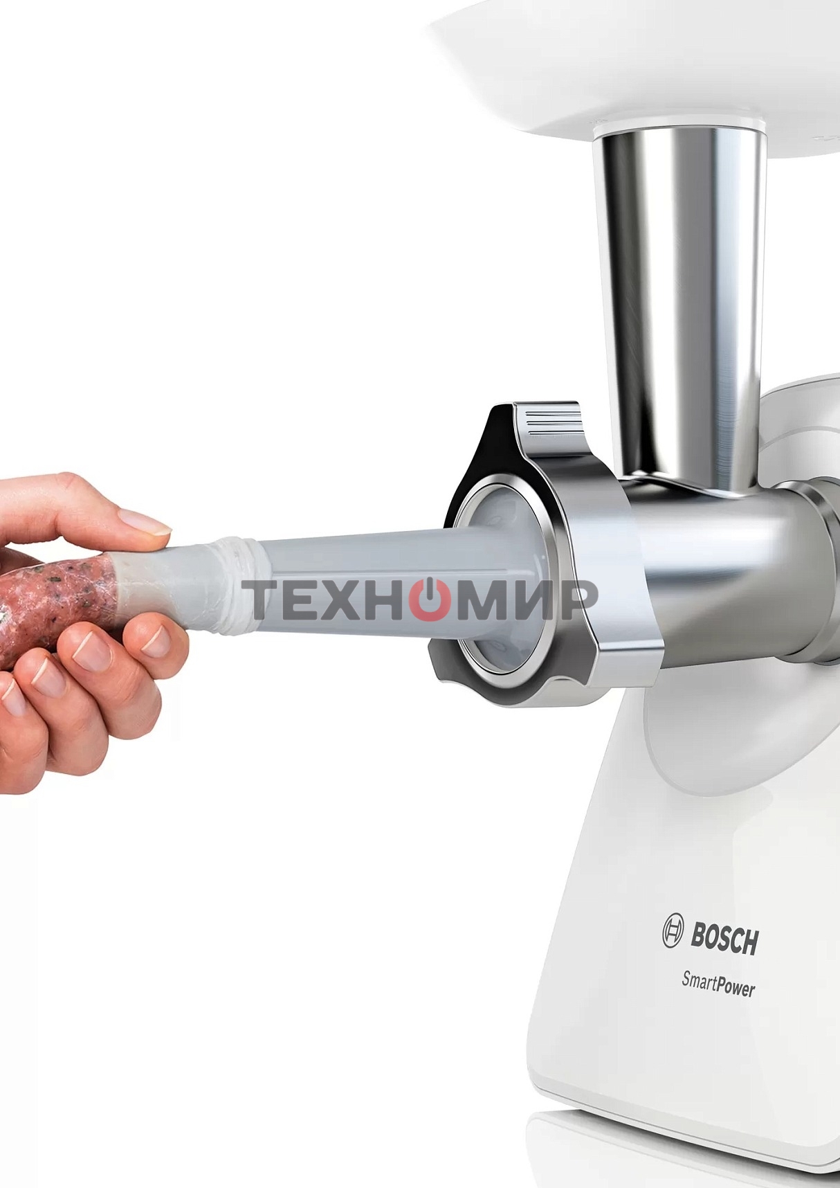 Мясорубка электрическая Bosch MFW2520W белый, 1500 Вт, 1.7 кг/мин, насадки - 4