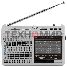 Радиоприемник портативный Hyundai H-PSR160 серебристый USB microSD