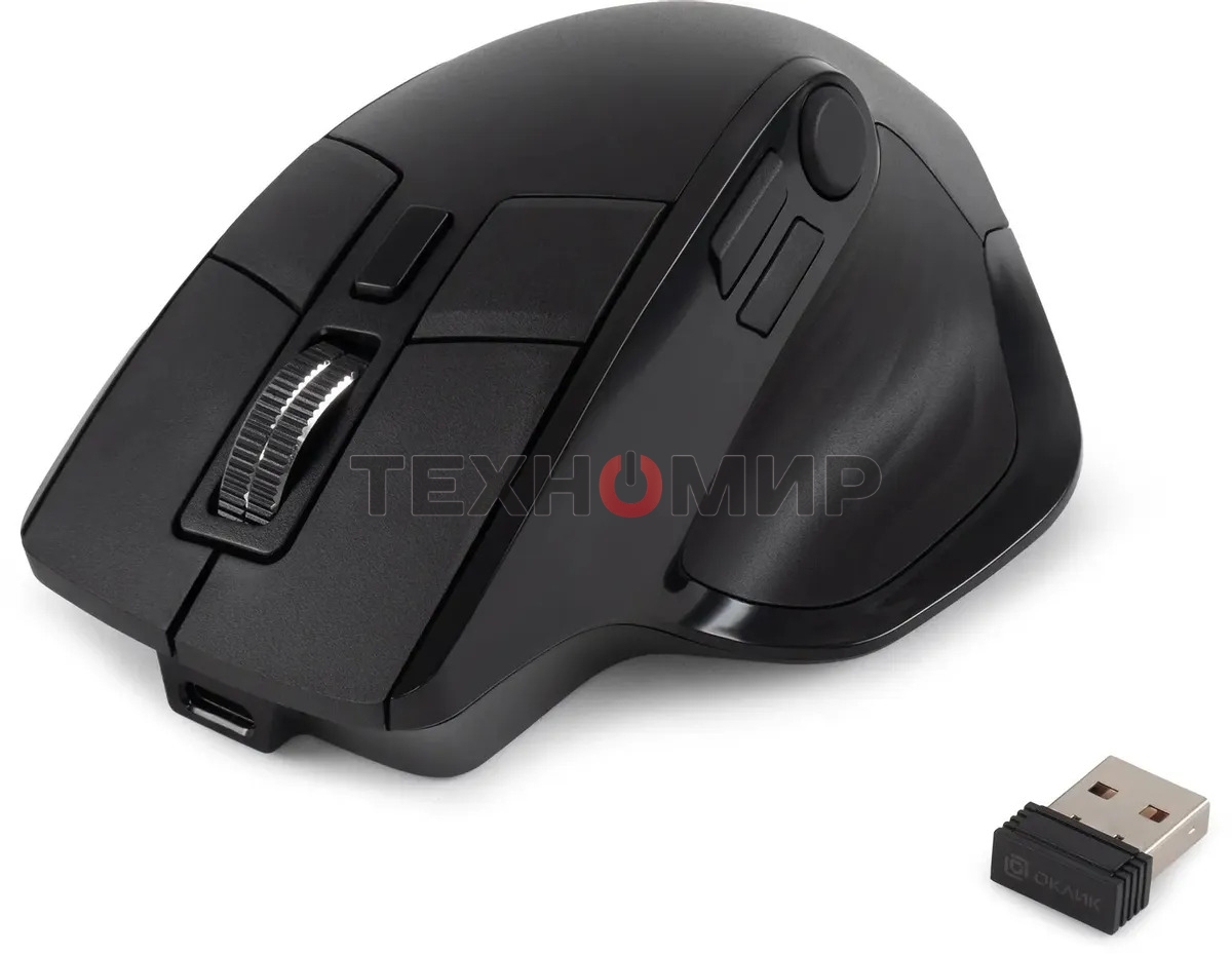 Мышь беспроводная Oklick 502MW черный, 2400 dpi, радиоканал, Bluetooth, USB, кнопки - 9