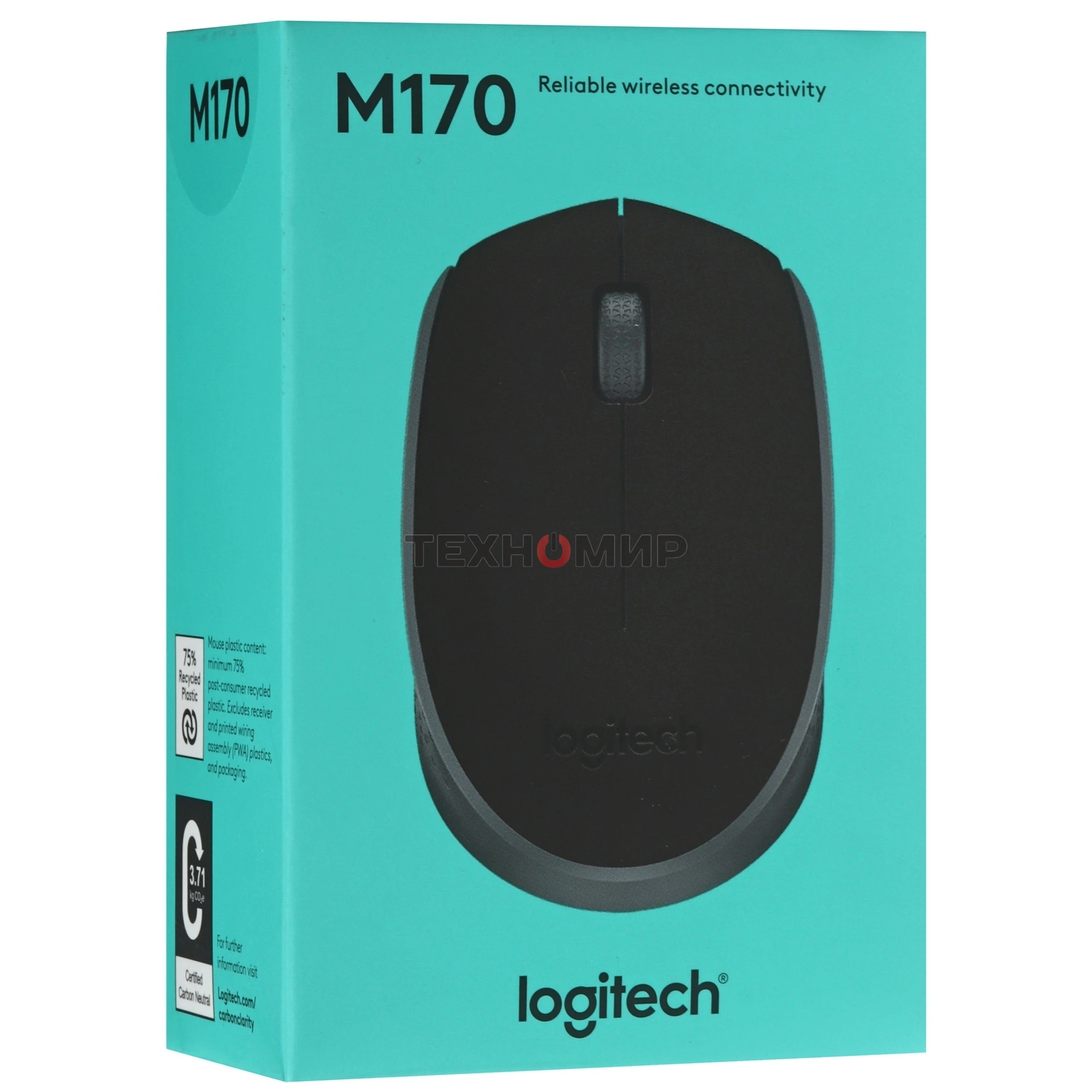 Мышь беспроводная Logitech M170 черный/темно-серый, 1000 dpi, радиоканал, USB, кнопки - 3