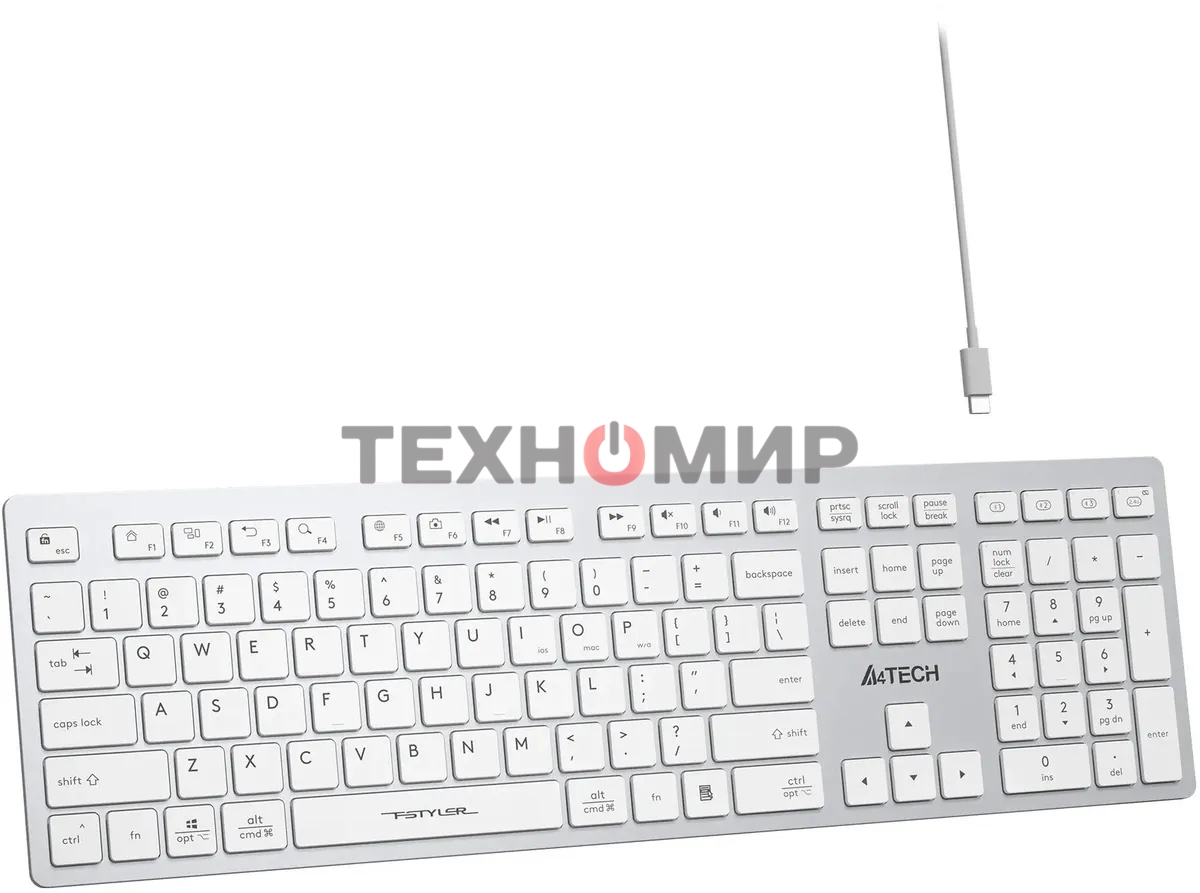 Клавиатура беспроводная A4Tech Fstyler FBX50C, USB, Bluetooth/Радиоканал, белый