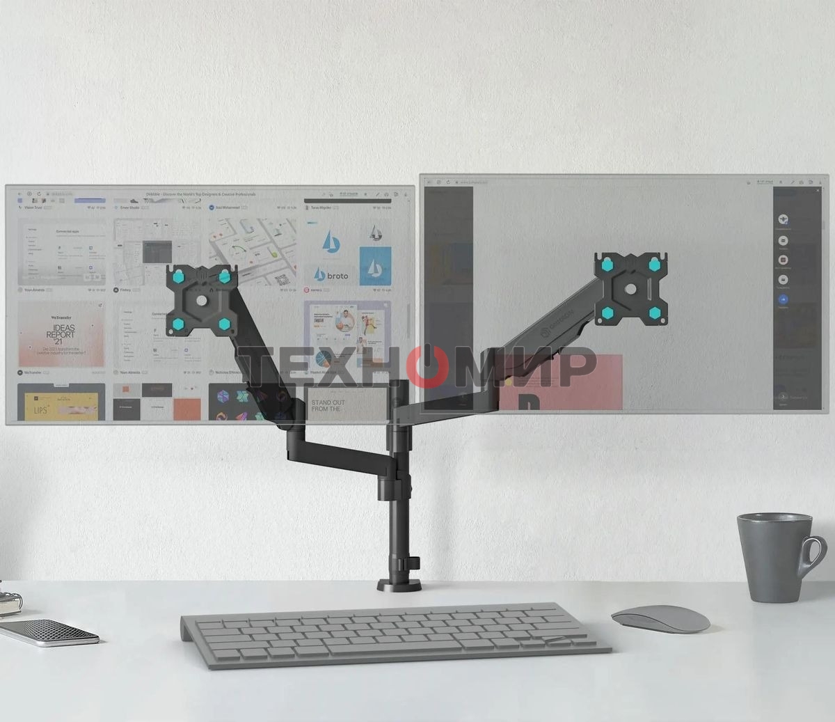 Кронштейн (держатель) ONKRON G140 для двух мониторов 13