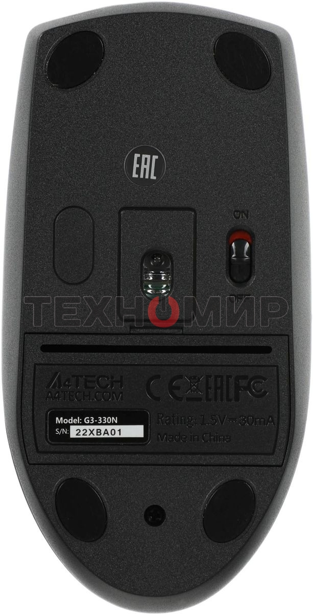 Мышь беспроводная A4Tech G3-330N черный, 1200 dpi, радиоканал, USB, кнопки - 3