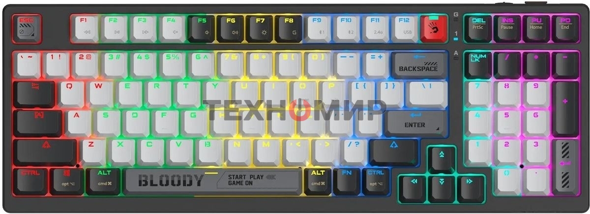 Клавиатура беспроводная механическая A4Tech Bloody WS98 USB черный/серый (WS98)