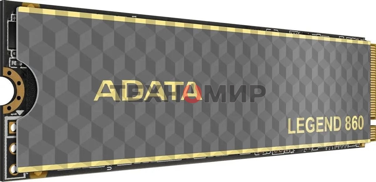 Накопитель SSD ADATA LEGEND 860, 500Gb, PCIe 4.0 x4, M.2 2280, NVMe, R/W 5000/3000, с радиатором