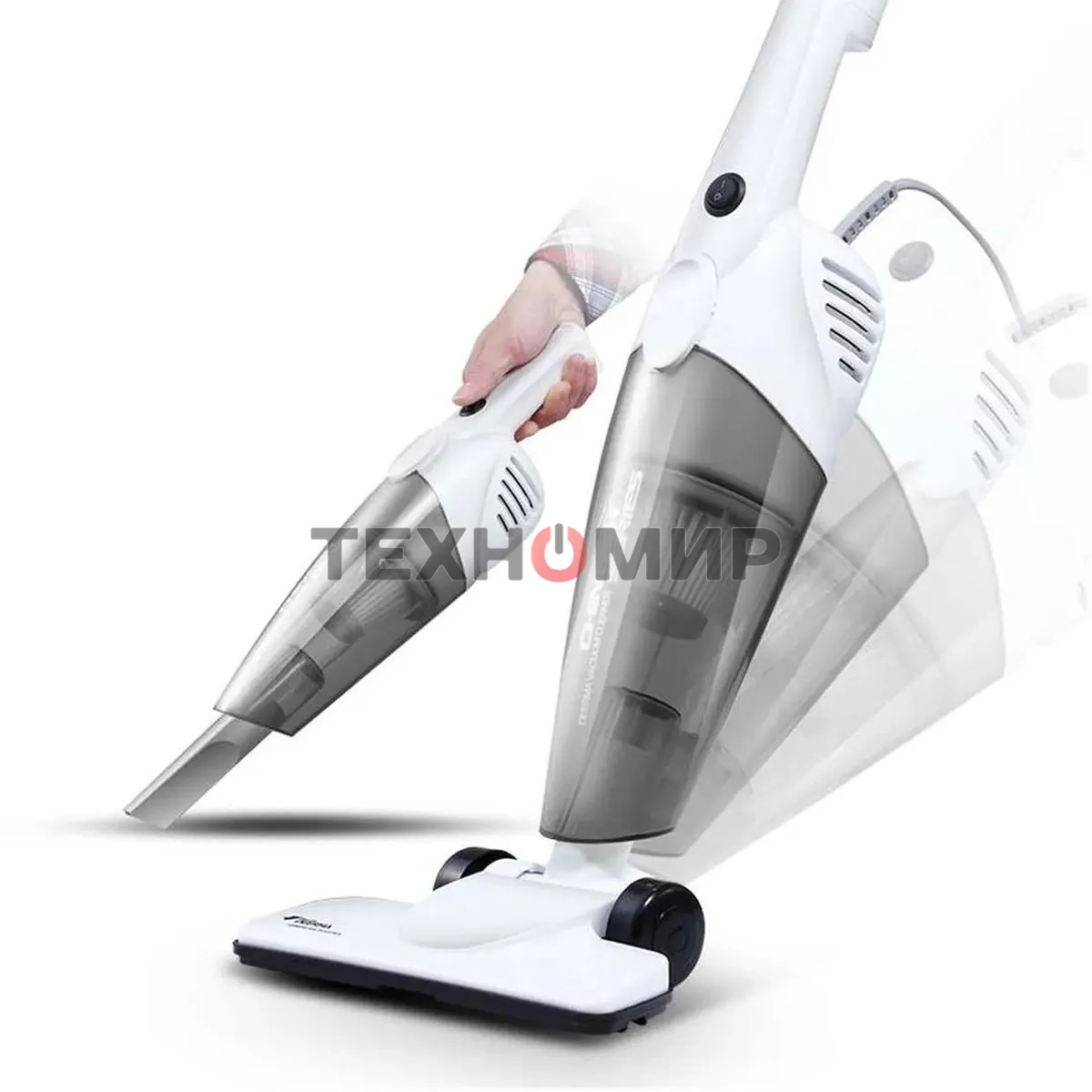 Пылесос вертикальный Deerma DX118C белый/серый, питание от сети, 140 Вт, уборка сухая, пылесборник 1.2 л