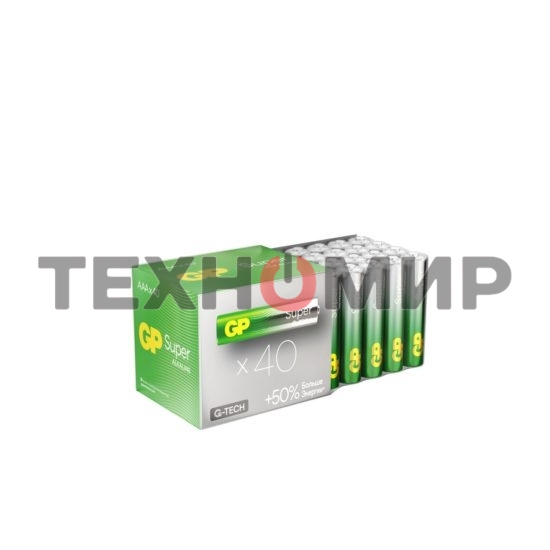 Алкалиновые батарейки GP Super Alkaline G-Tech 24А ААA - 40 шт. в пленке