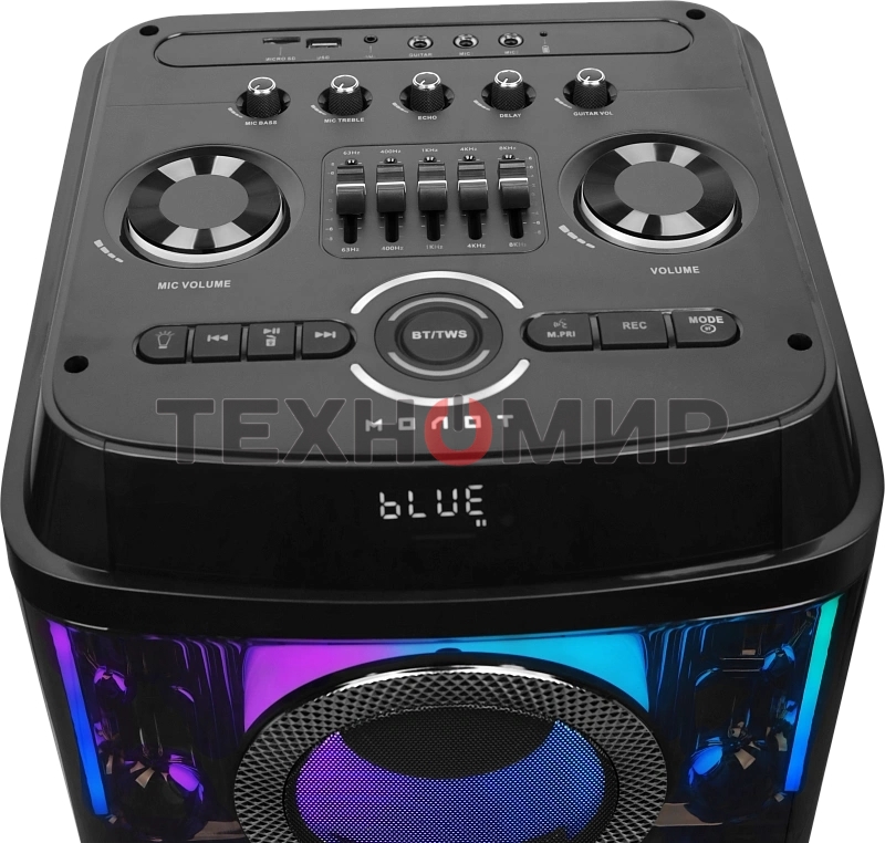 Колонка портативная Ural 203 черный 2000W 1.1 BT/3.5Jack/USB-C 15м 9000mAh (УРАЛ МОЛОТ 203)