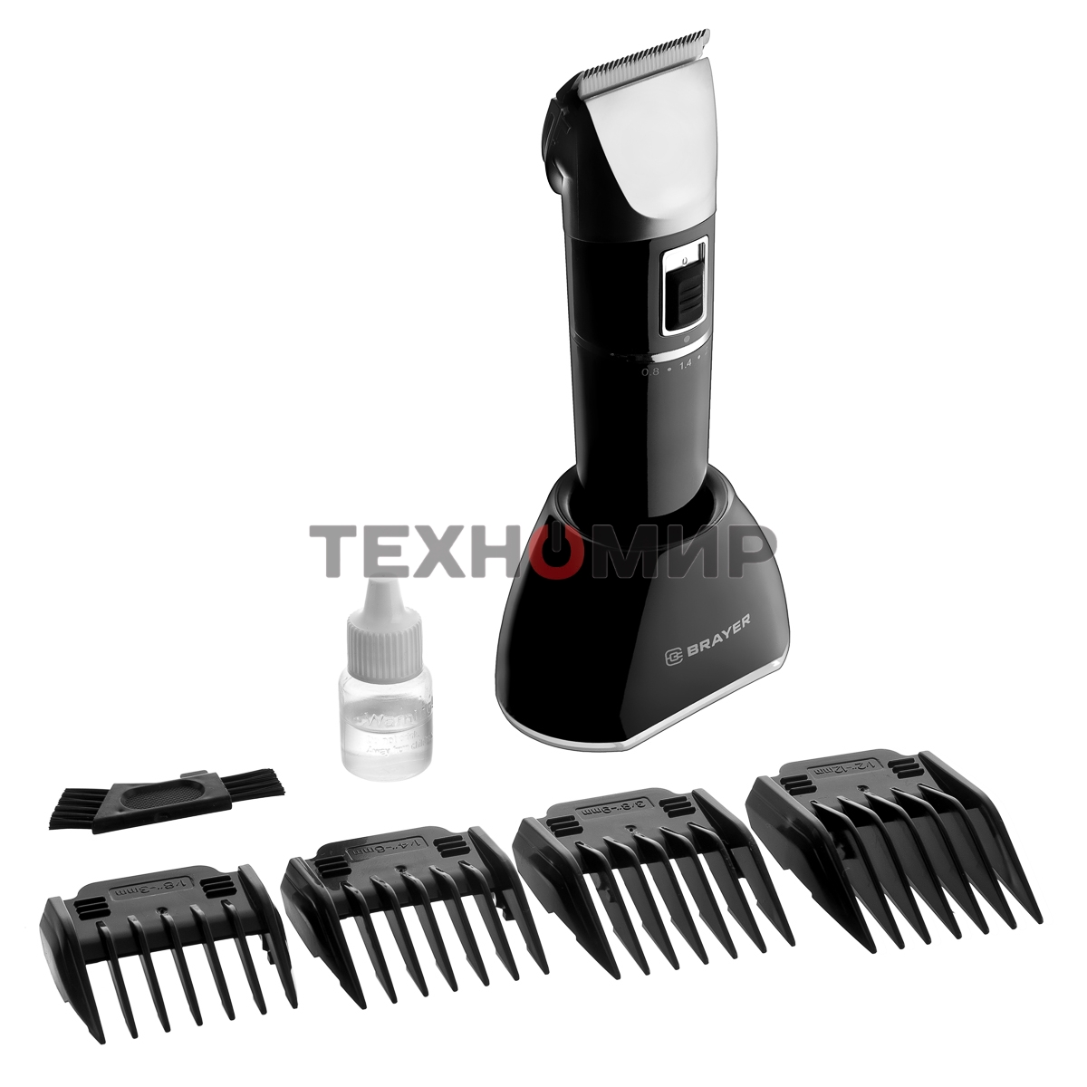 Машинка для стрижки BRAYER BR3402, LED-дисплей, 4 насад, турбо, титан. покр, регу. высоты лезвий