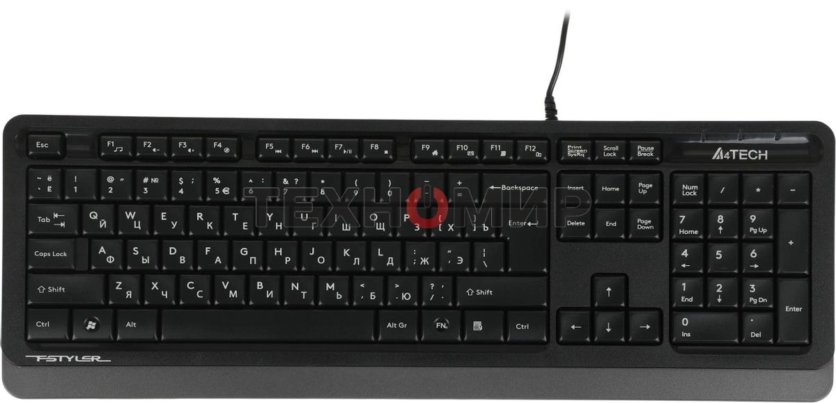 Комплект клавиатура+мышь A4Tech FStyler F1010 проводной, USB, 1600 DPI, чёрный