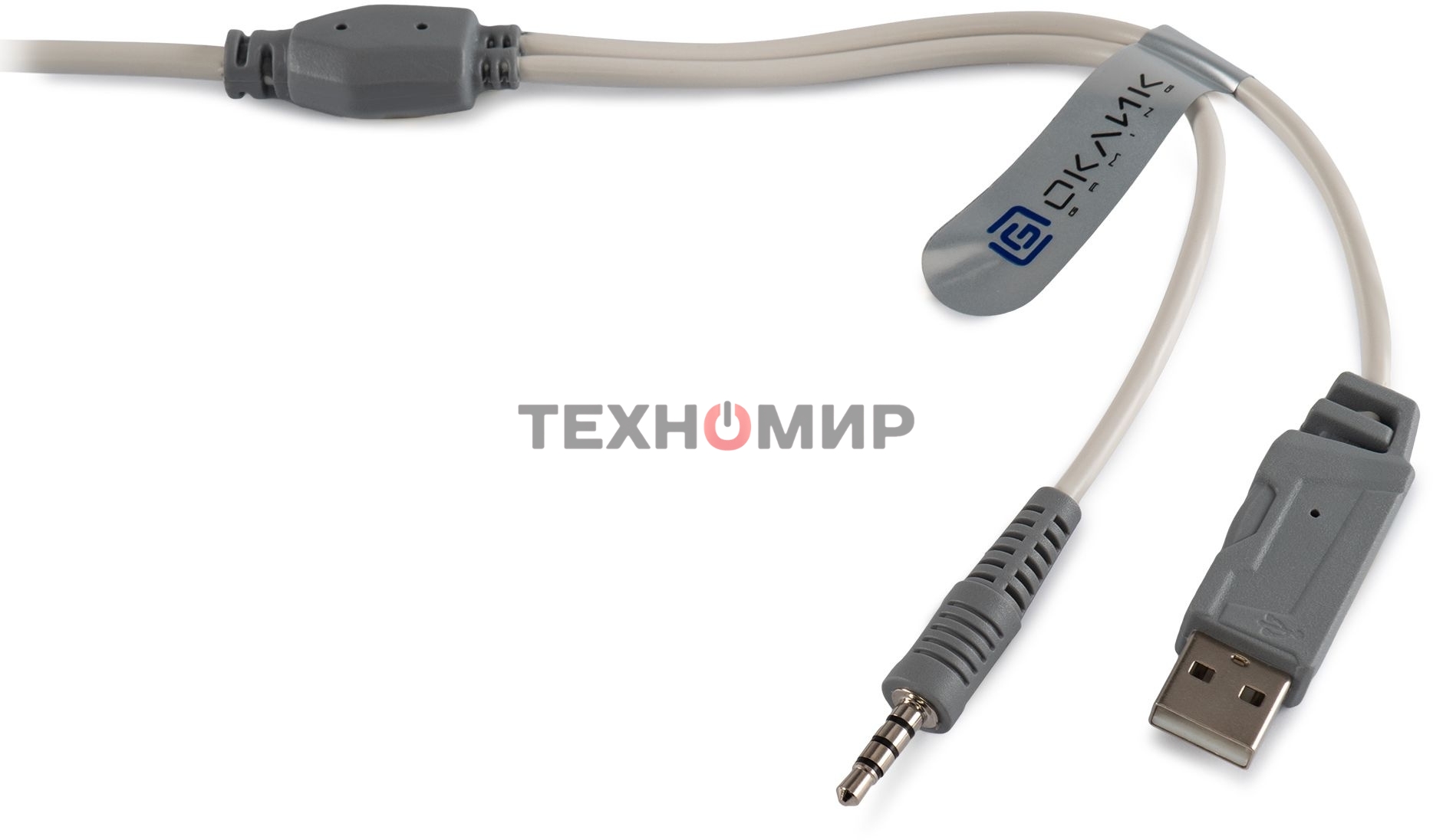 Гарнитура проводная с микрофоном Оклик HS-L300G White белый 2.2м мониторные USB оголовье (1796952)