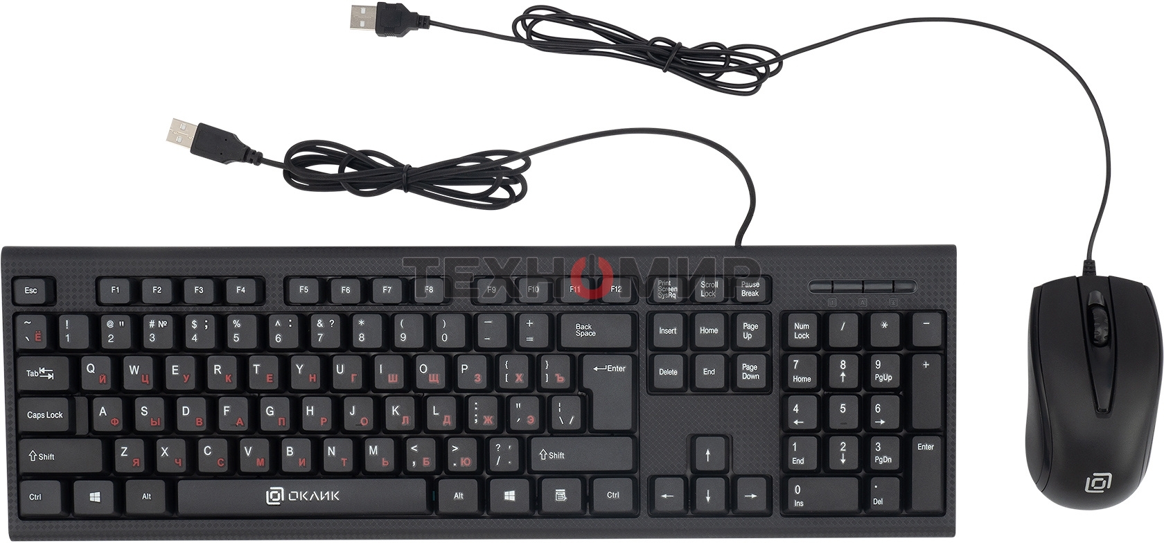 Комплект клавиатура + мышь Oklick 630M клав:черный мышь:черный USB